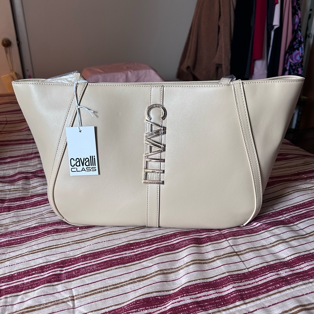 Cavalli Class Sandra Shopper Bag in Almond Buff